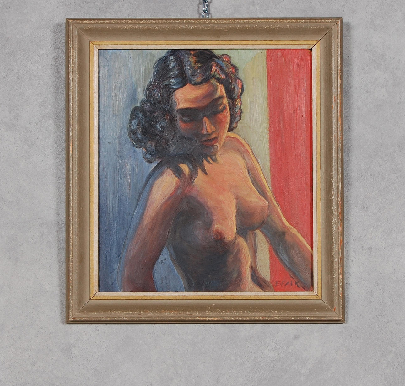 OKÄND KONSTNÄR. Olja på pannå, signerad, E.Falk.
