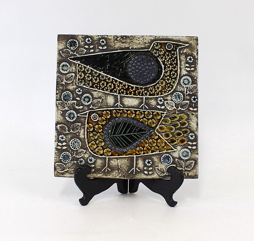 VÄGGTAVLA, stengods, fåglar, Gustavsberg, Lisa Larsson.