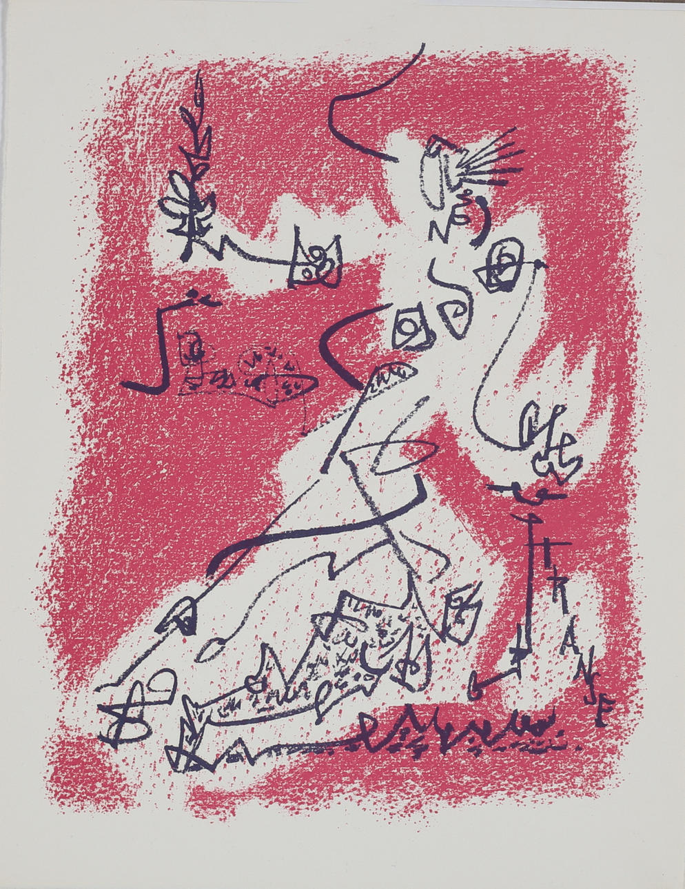 ANDRÉ MASSON. "Le Départ", original litografi, 1972.