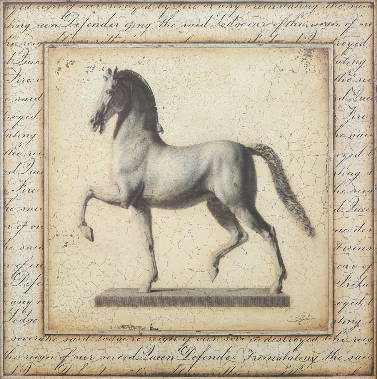 LITOGRAFISK TRYCK, hästmotiv.