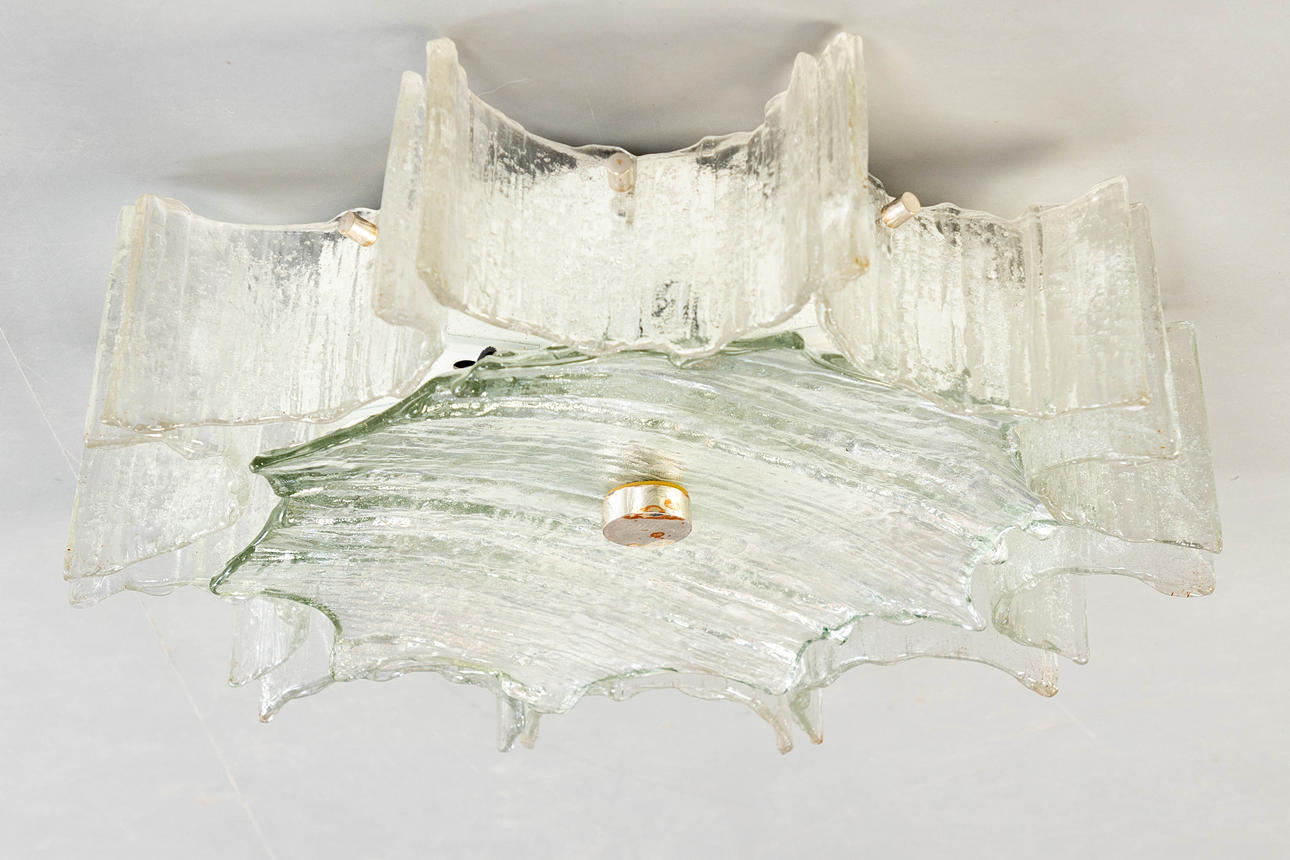 Kaiser lights, ice glass ceiling light, 1960s.