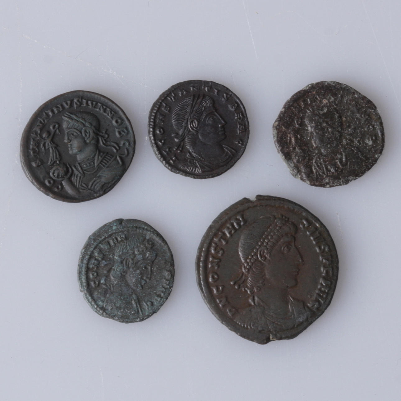 MYNT, 5 st. brons, Constantinus II 337-340 e.kr, Constantius II 337- 361 e.kr, Constans 337-350 e.kr.