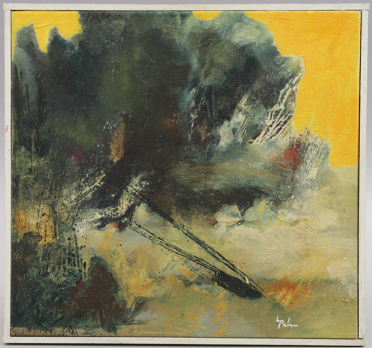 LARS PALM. Komposition, olie på lærred, signeret.