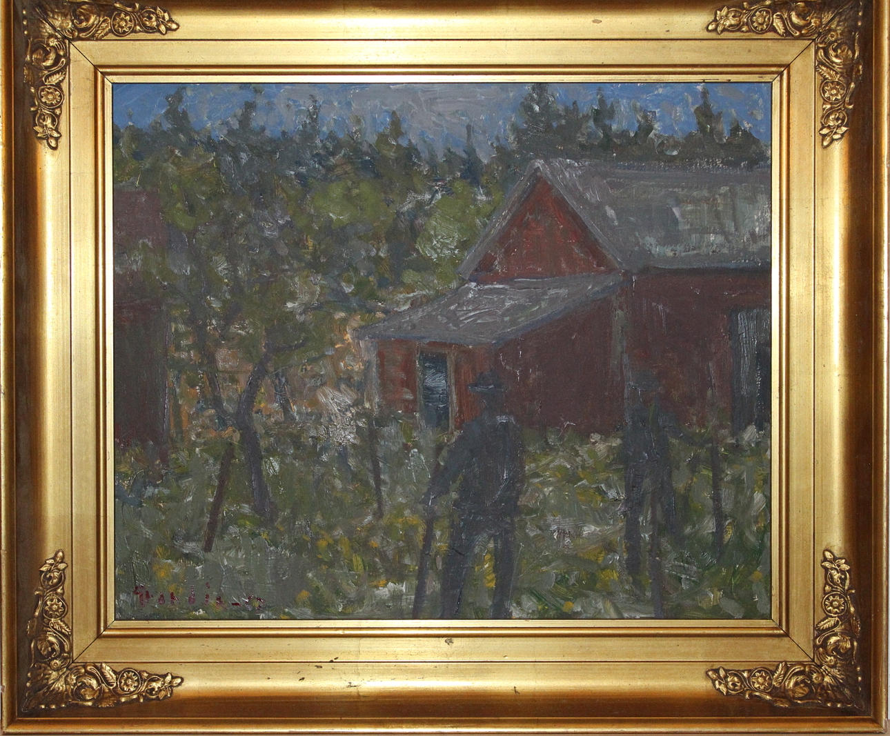 SVÄN GRANDIN. olja på pannå, vardagstorpet, signerad, daterad 1967.