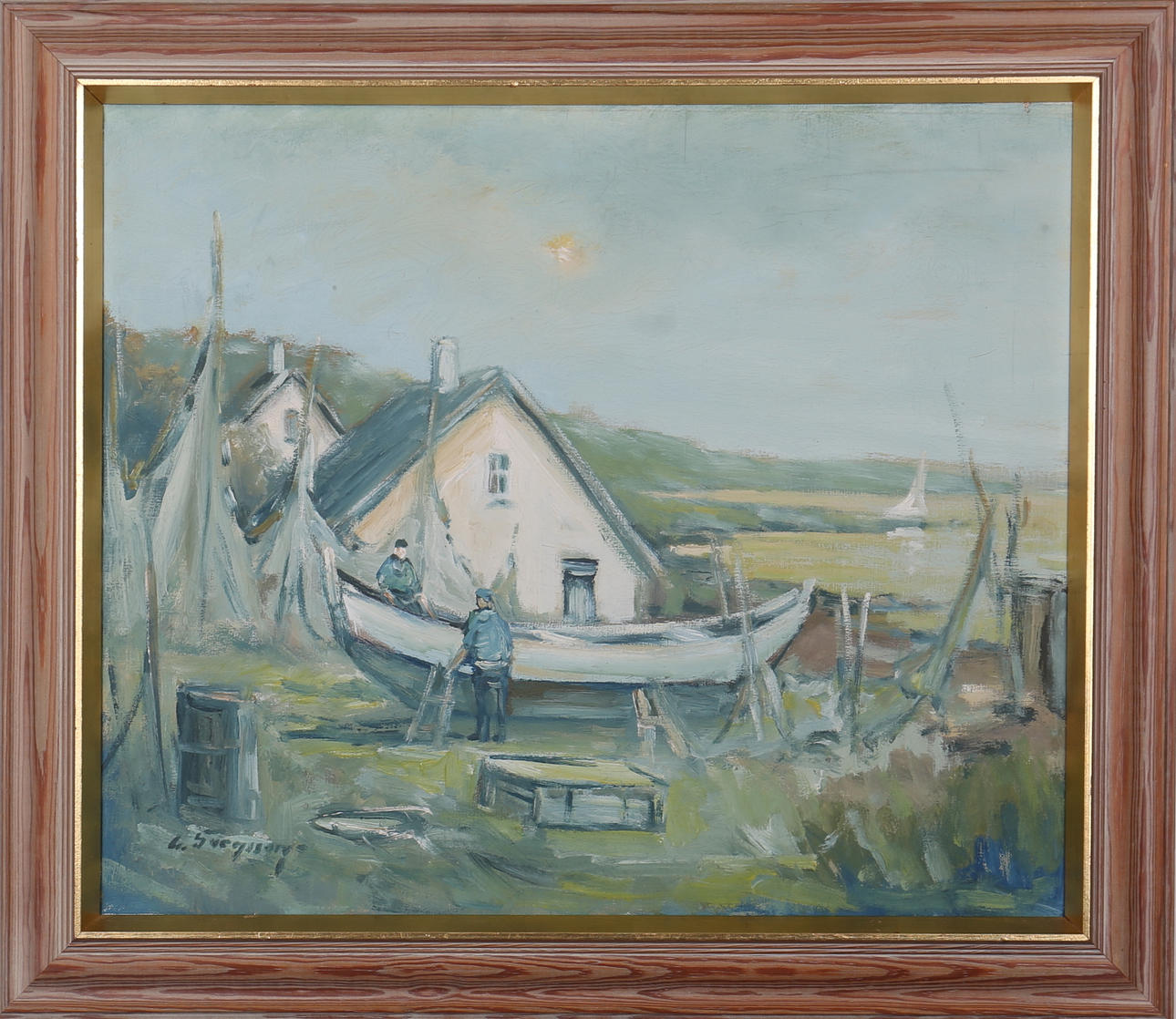 OIDENTIFIERAD KONSTNÄR. Kustlandskap. Olja på duk. Signerad G Svenninge.