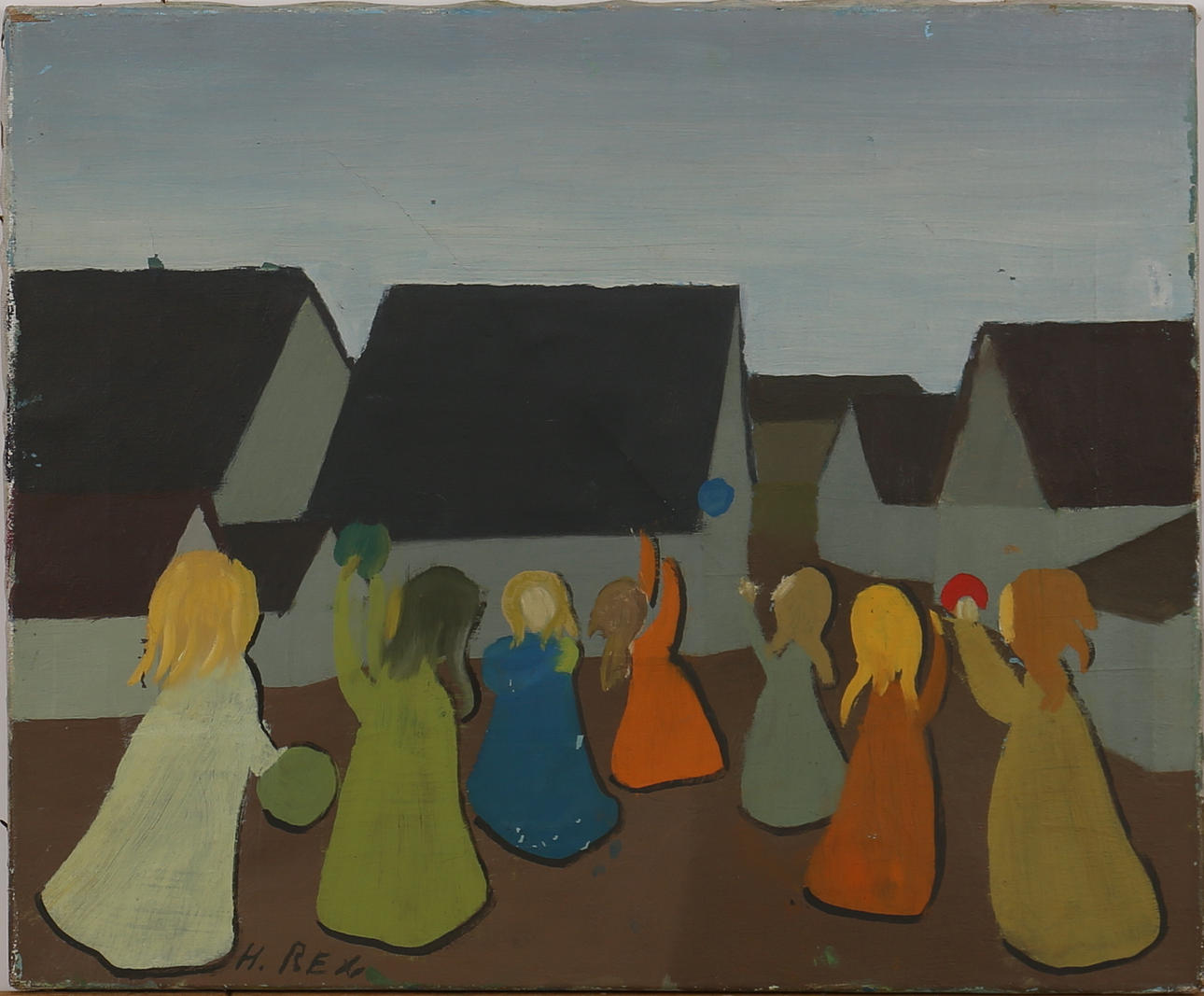 HELENA REX. Dans med boll. Olja på duk. Signerad H Rex.