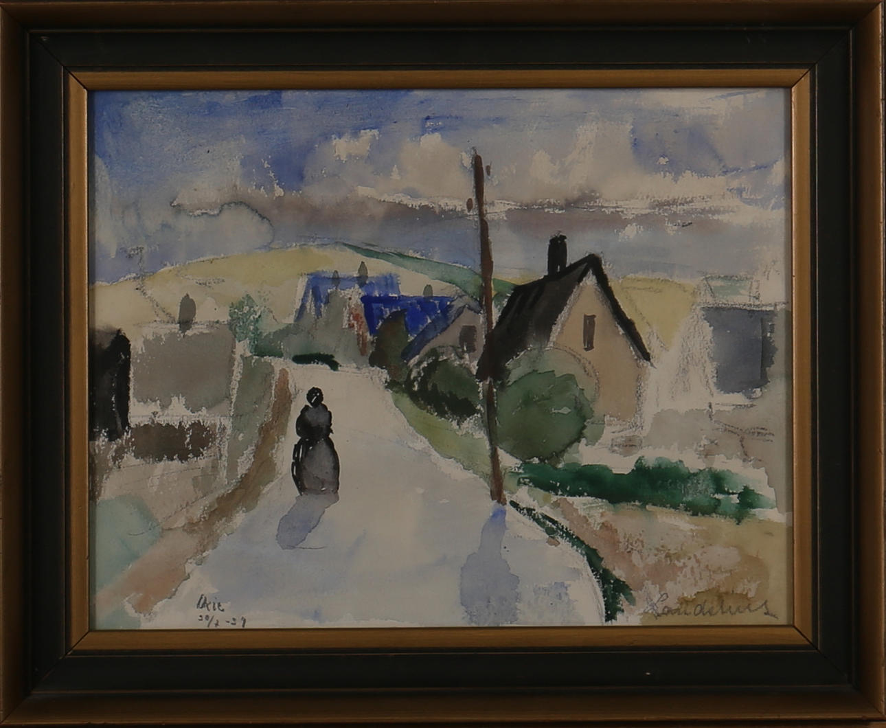 BERTIL LANDELIUS. "Oxie, 20/7-34". Akvarell. Signerad Landelius.