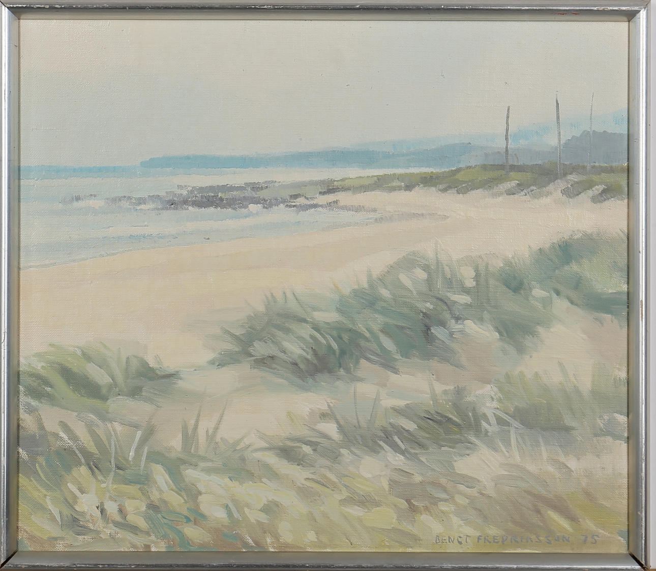 BENGT FREDRIKSSON. Strandbild vid Haväng, Österlen. Olja på duk. Signerad och daterad -75.