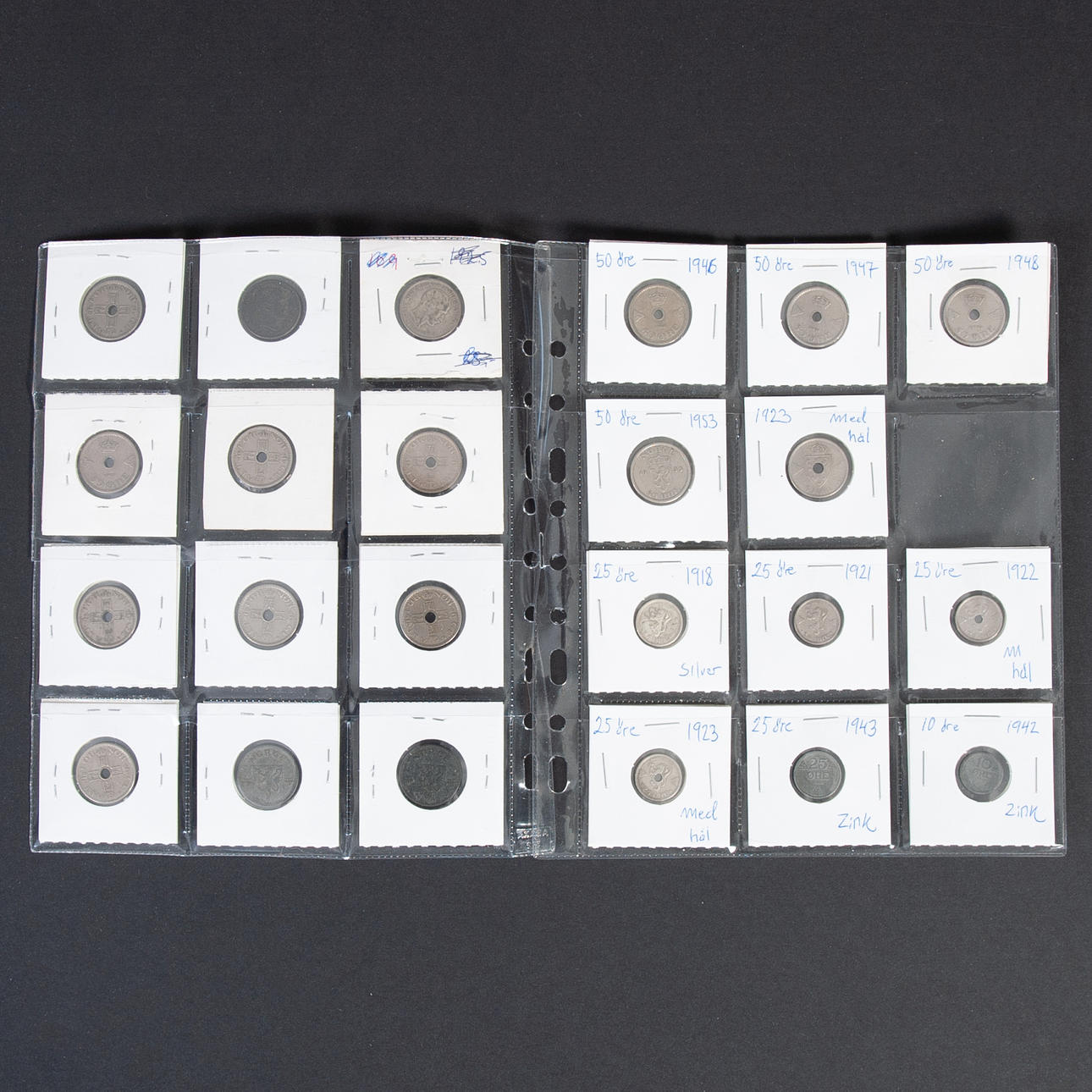 NORGE äldre 50 öringar och 25 öringar.