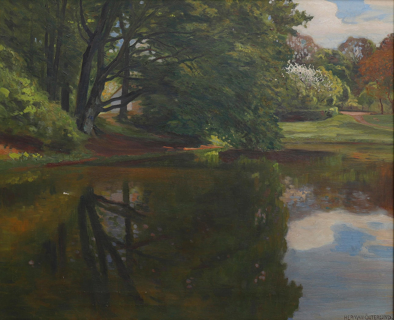 HERMAN ÖSTERLUND. "KUNGSPARKEN, MALMÖ", signerad.