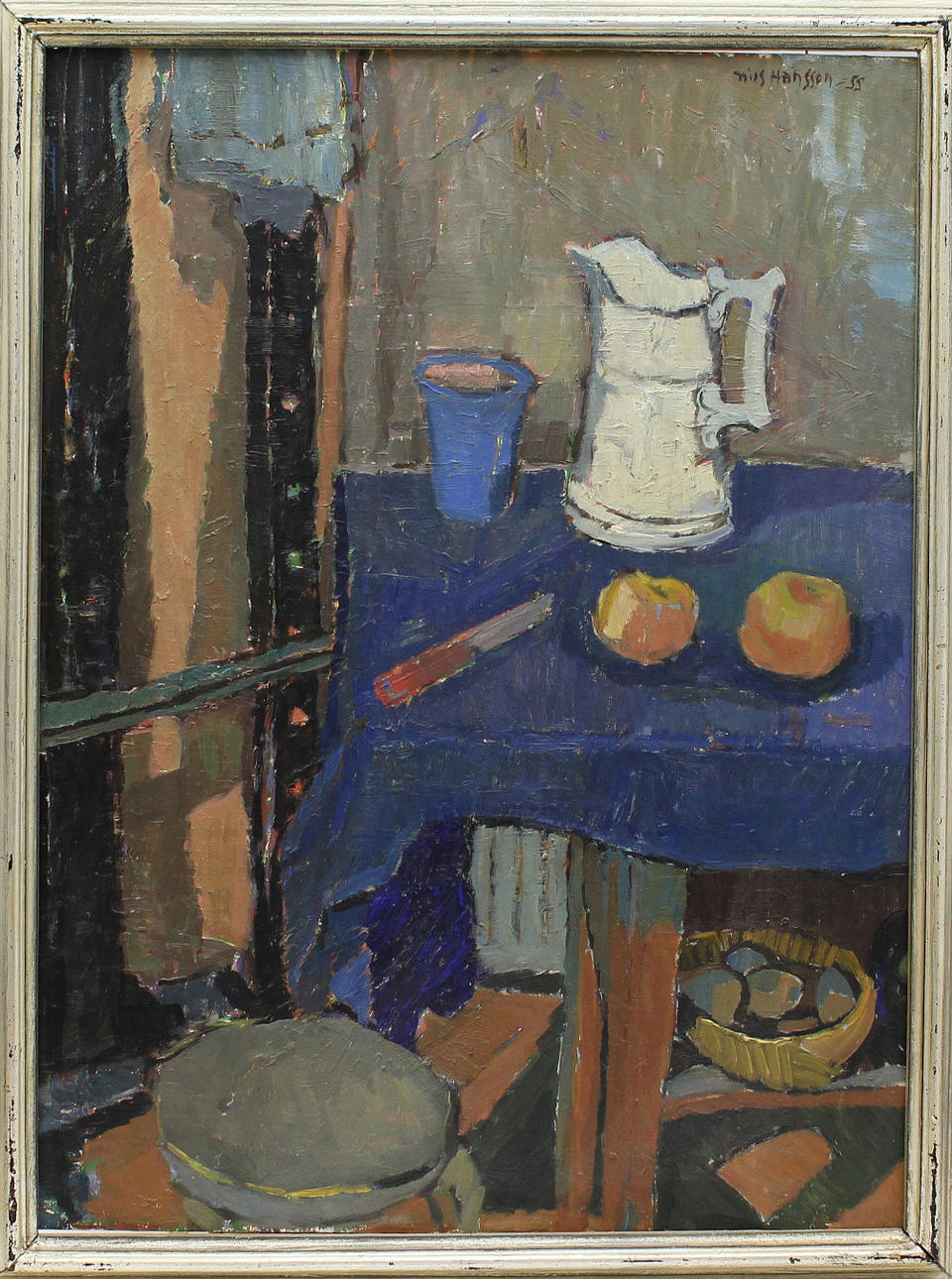 NILS HANSSON. Stilleben. Olja på pannå. Signerad och dat -55.