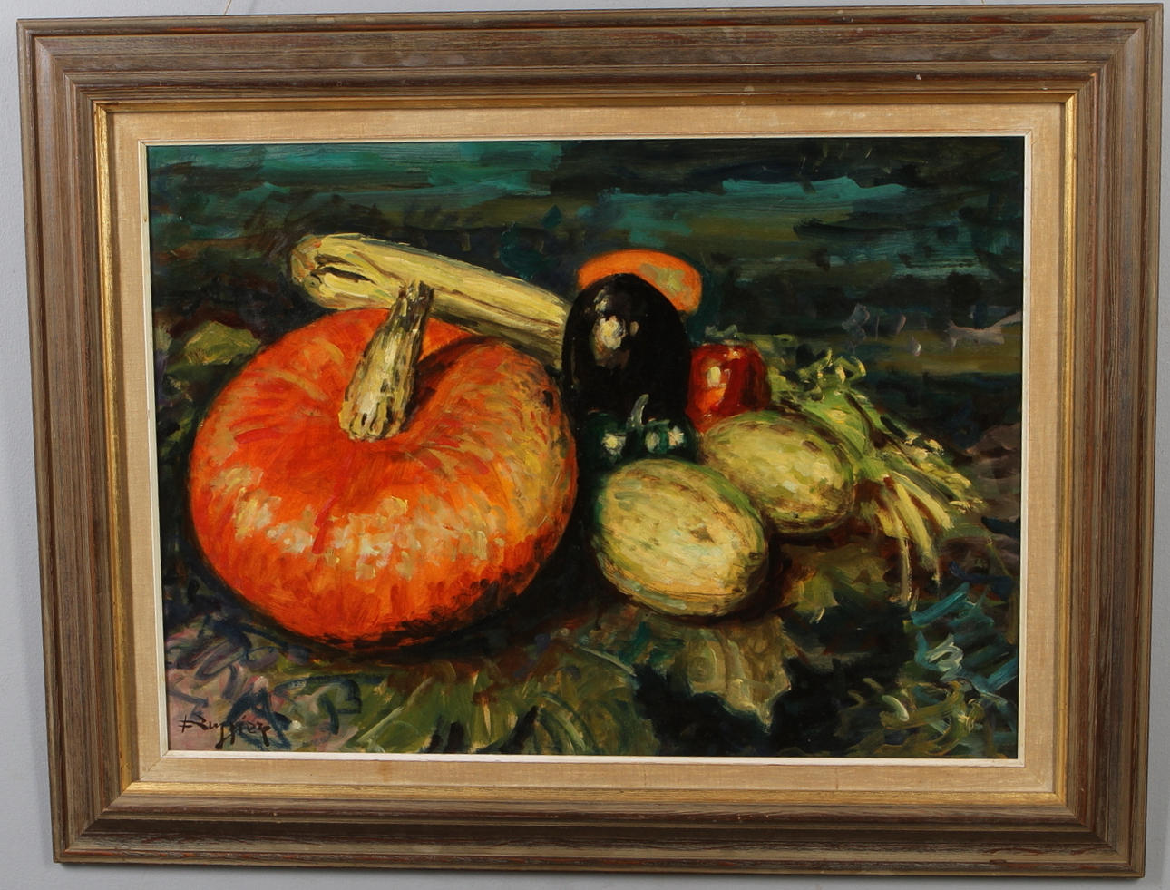 FRANCO RUGGIERO. Stilleben, olja på pannå, signerad.