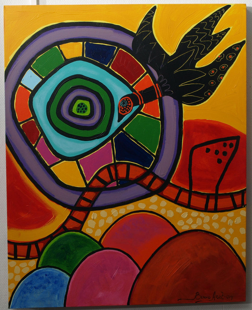 BENNO ARZT. Olja på duk, "Black Bird", signerad.