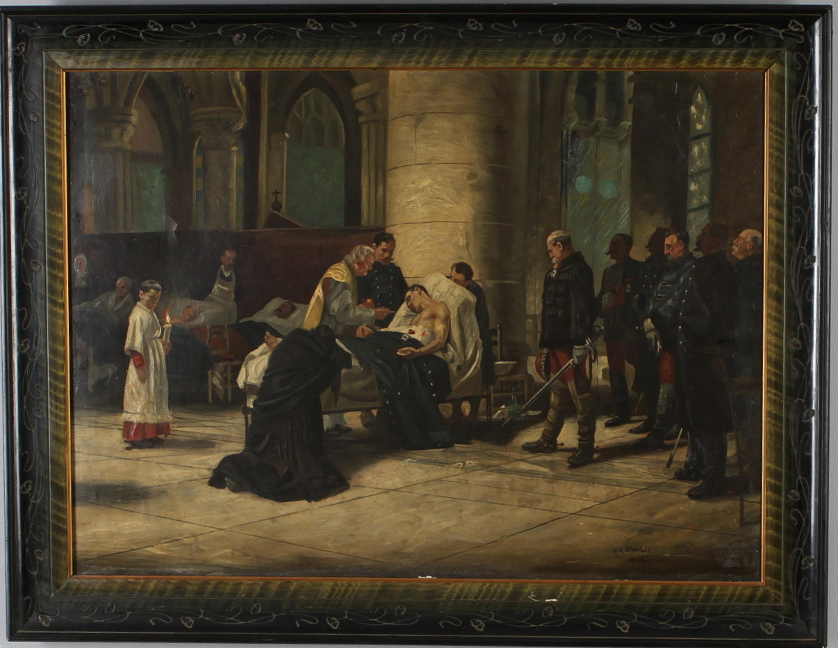 CARL GABRIEL WADELL. cop efter Nils Forsberg " En hjältes död", olja på duk, signerad och daterad -91.