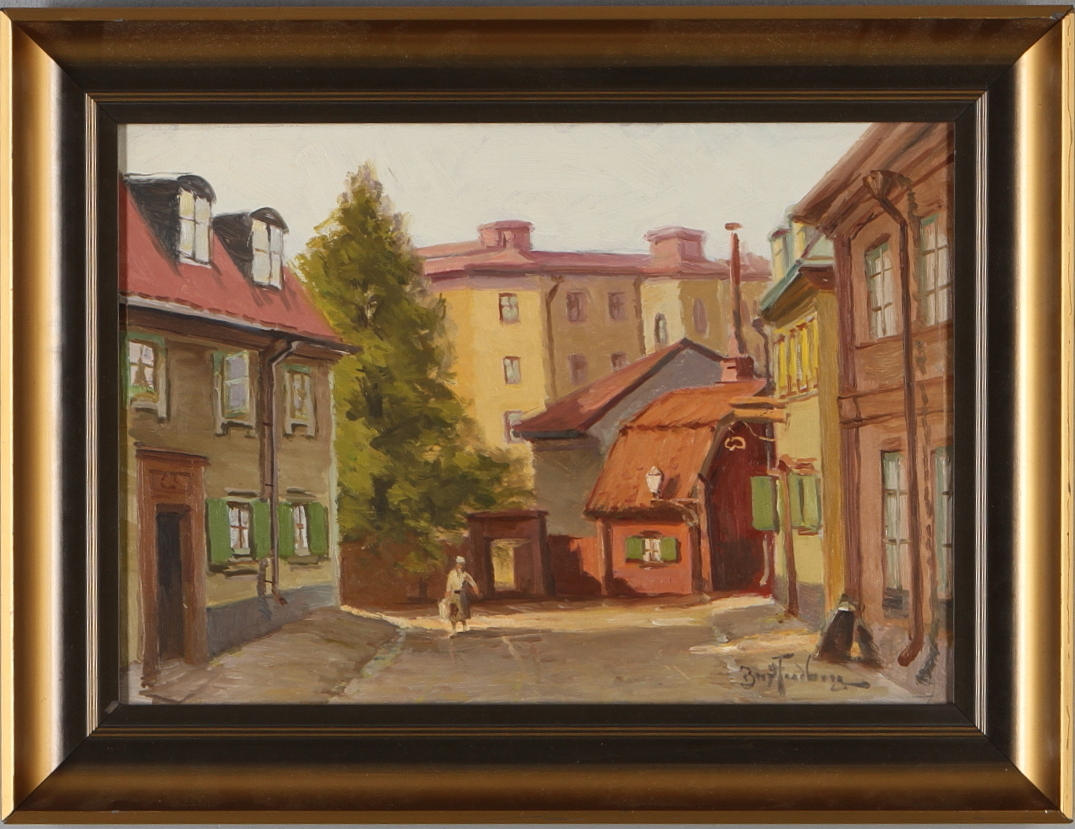 BENGT TANDBERG. stadsmotiv, olja på pannå, signerad.