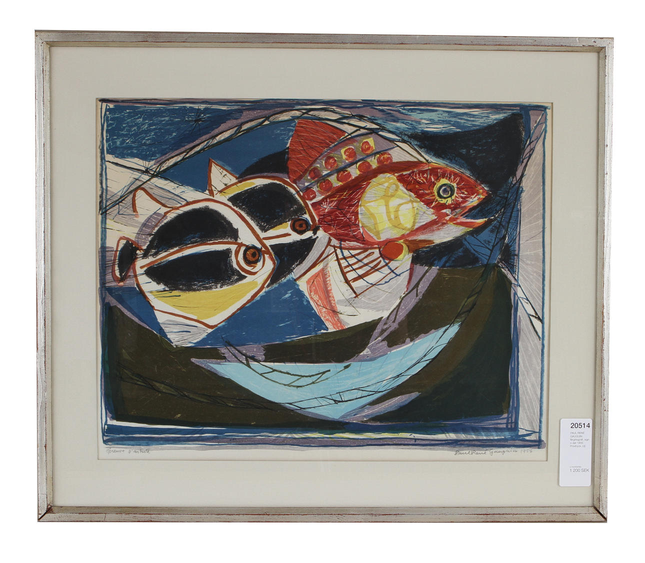 PAUL RENÉ GAUGUIN. färglitografi, sign o dat 1956. Provtryck.