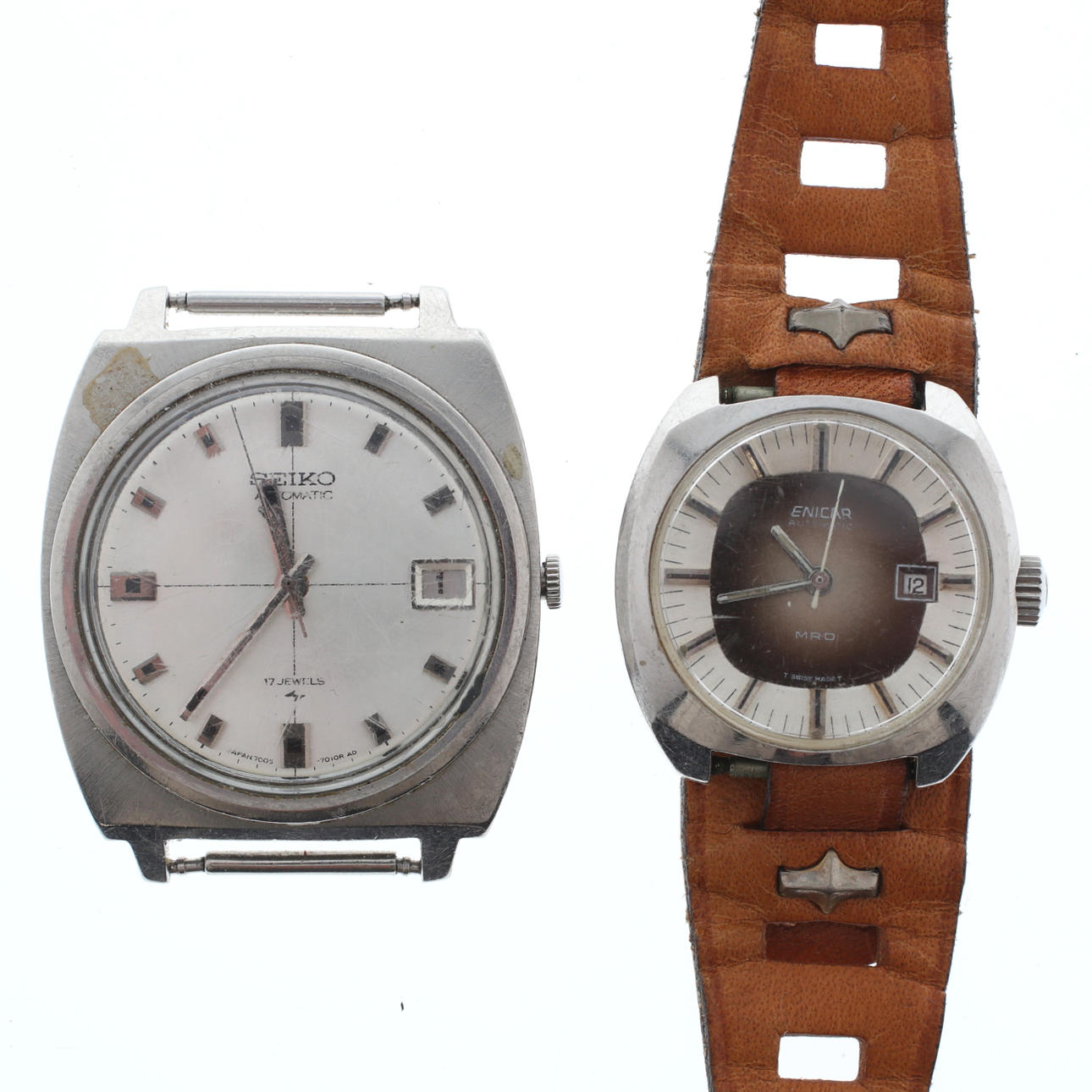 WRIST WATCH, 2 pcs, Seiko and Enicar, Automatic.