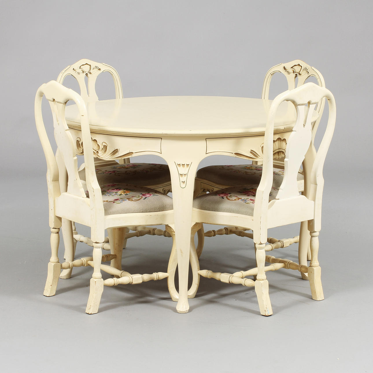 MATSALSMÖBEL, 7 delar, rokoko stil, 1900-tal.