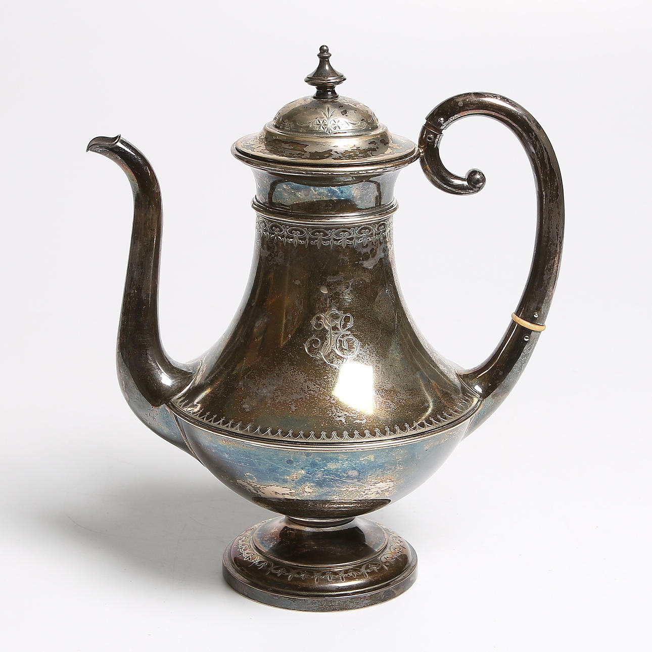 KAFFEKANNA, silver, David Andersen, Christiania, Norge. Vikt 769 gram.