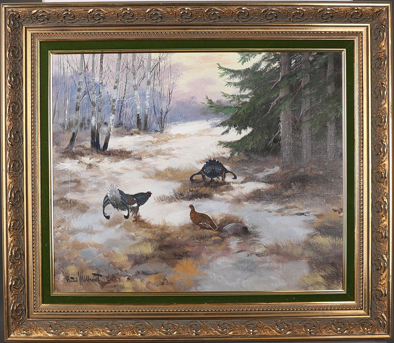 BERTIL WIDBRANDT. Landskap med orrar. Olja på duk, signerad.