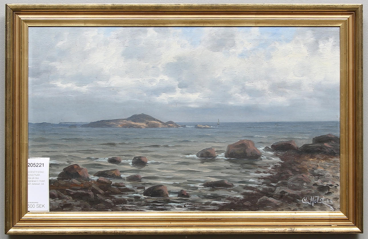 OIDENTIFIERAD KONSTNÄR . Olja på duk. Signerad C Holst och daterad -04.