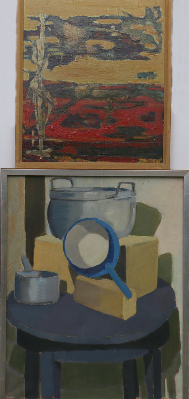 KJELL REMY. Parti tavlor. Olja på duk/pannå. 2 st. Signerade.