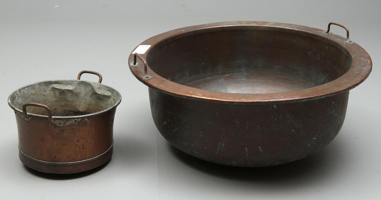 KITTLAR, 2 st, koppar, 18/1900-tal.