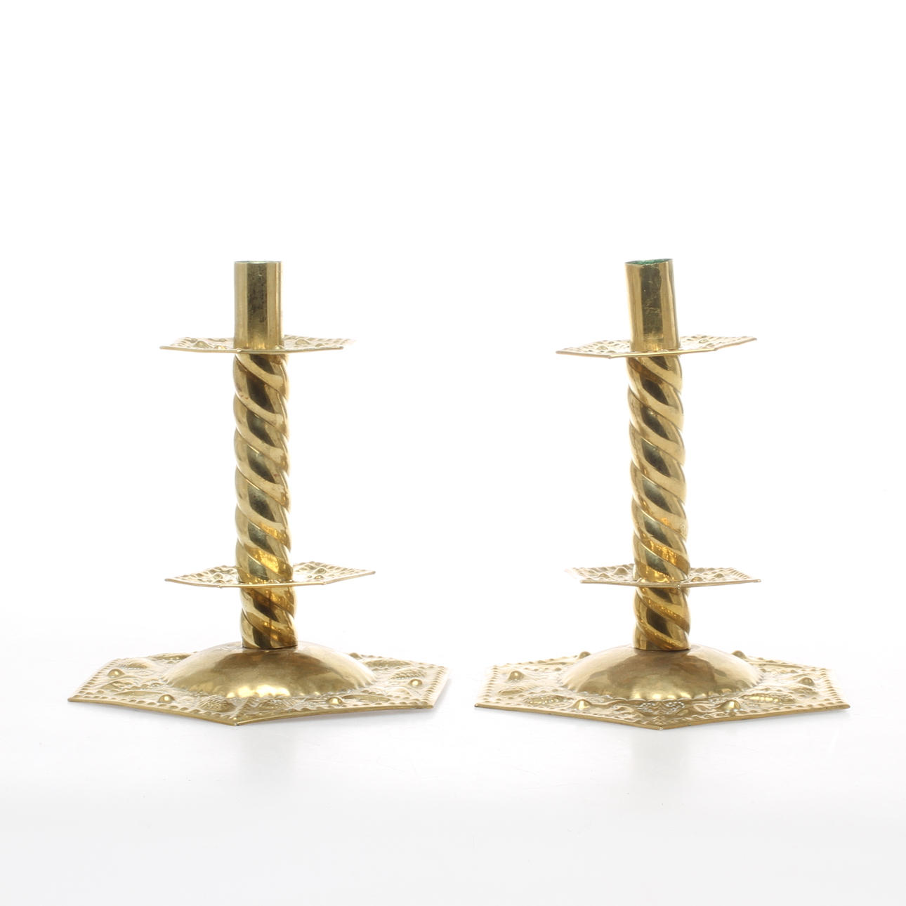 LJUSSTAKAR, 1 par, barockstil, mässing.