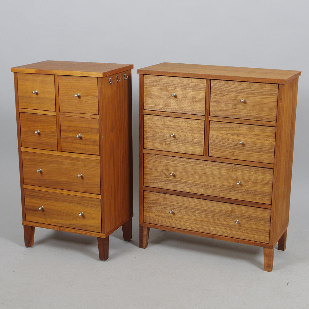 BYRÅAR, 2 stycken, valnöt, modern design.