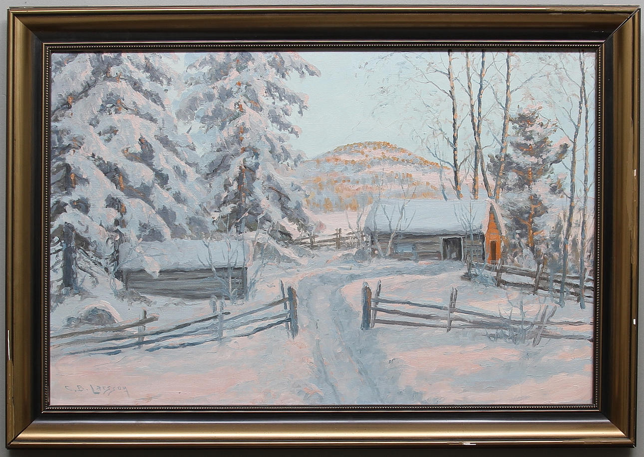 OIDENTIFIERAD KONSTNÄR. Olja på duk, signerad C.B Larsson.