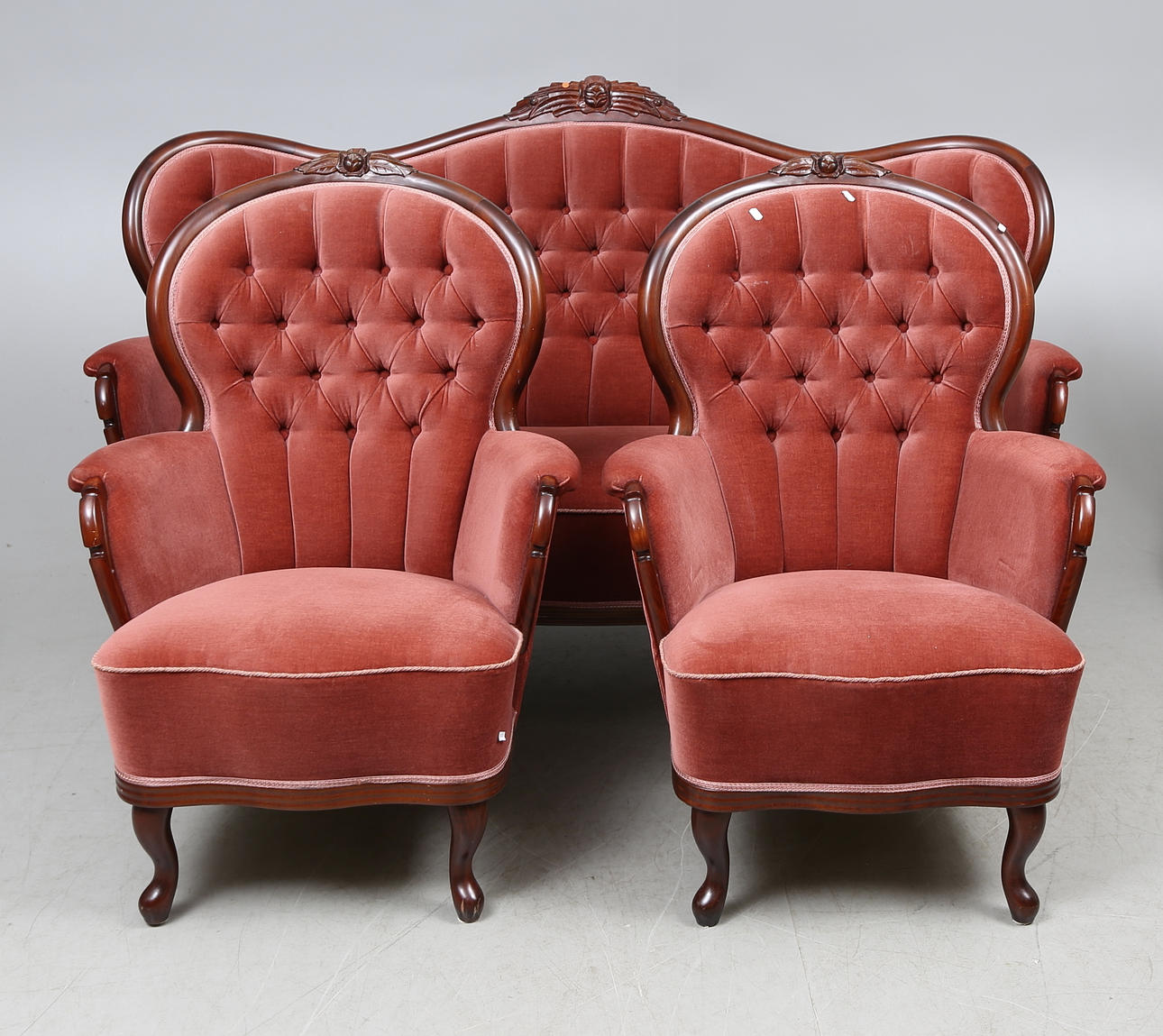 SOFFGRUPP, 3 delar, rokokostil, Strömslunds Snickerifabrik.