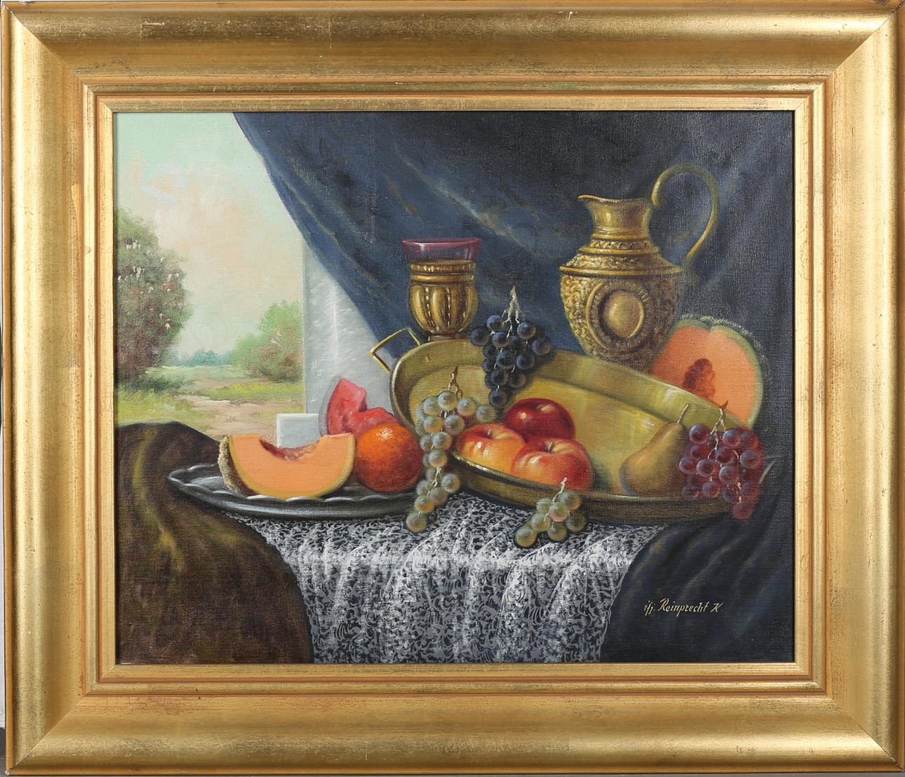 OIDENTIFIERAD KONSTNÄR. Stilleben. Olja på duk, signerad Reinprecht K.