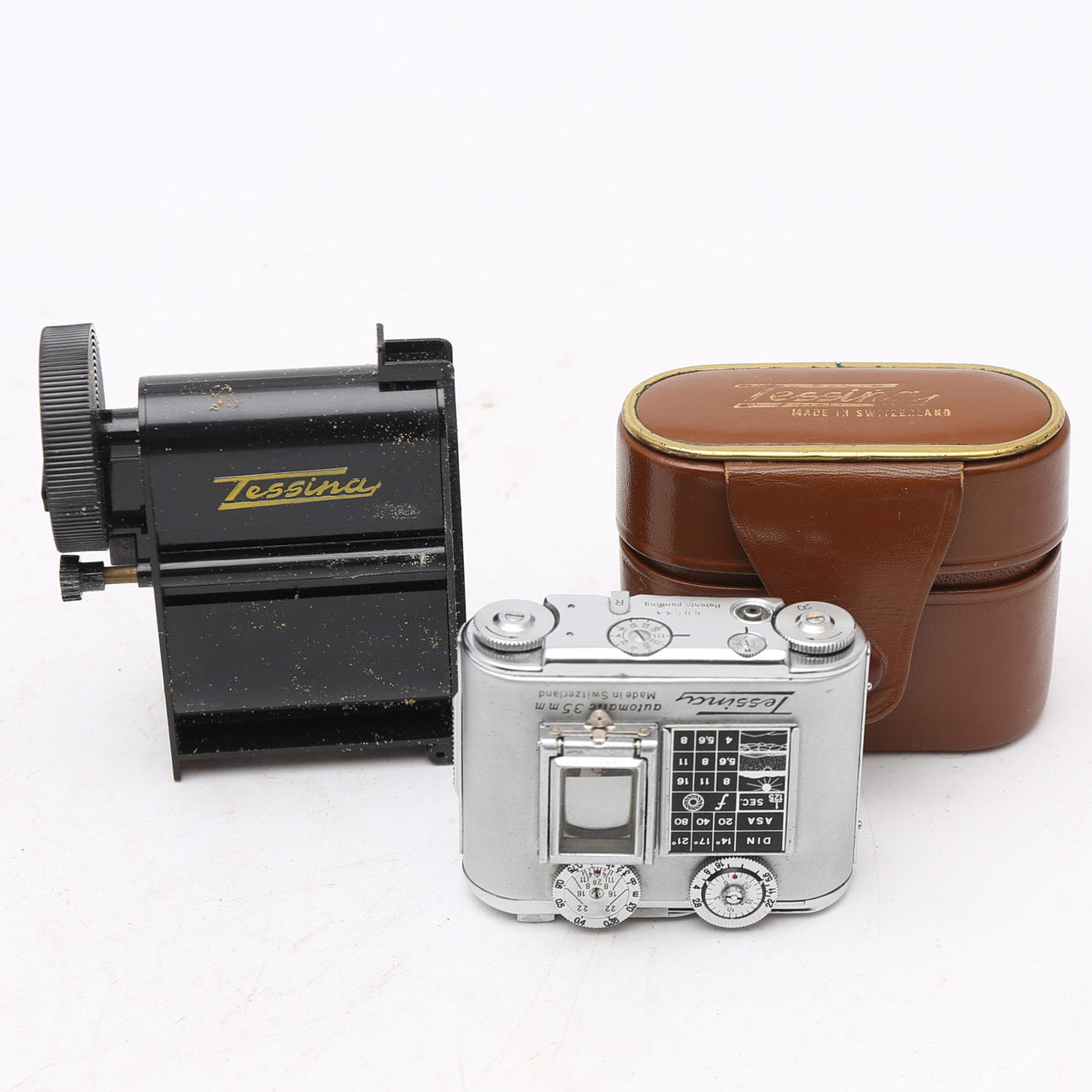 Swiss Tessina automatic 35 camera, circa 1950.