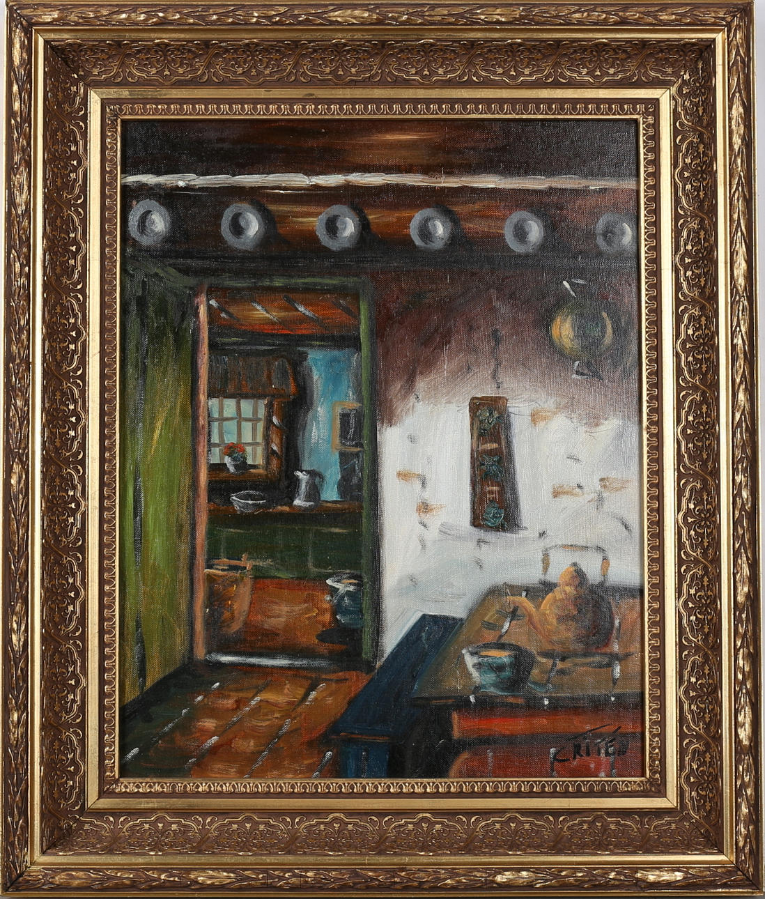 EINAR CRITÉN. Interiör. Olja på duk, signerad Critén.