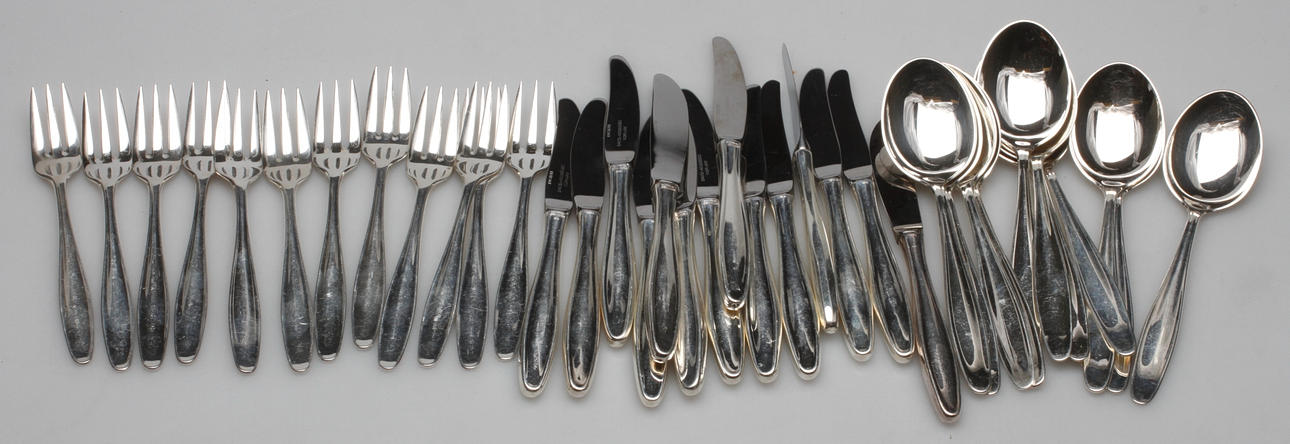 EFTERRÄTTSBESTICK, silver, 38 delar, David Andersen, Norge.