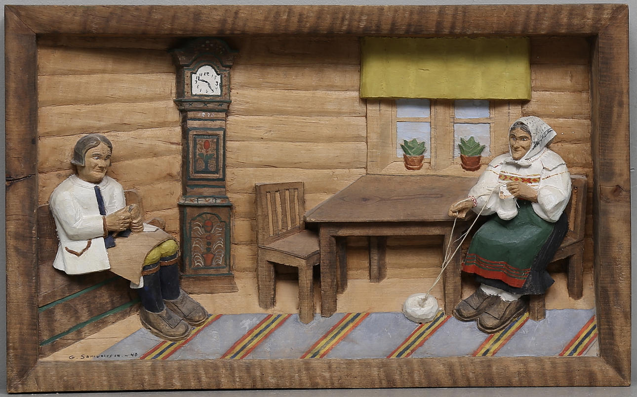 RELIEF, trä, signerad G. Samuelsson, daterad -40.