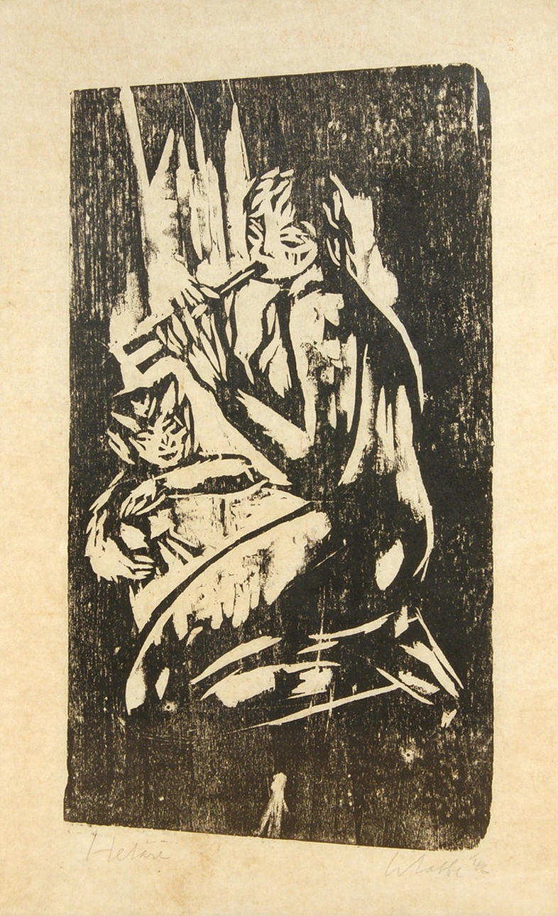 EXPRESSIONISTISK SKOGSHUGGARE. - ”Flöjt spelar nymf” - 20-talet.