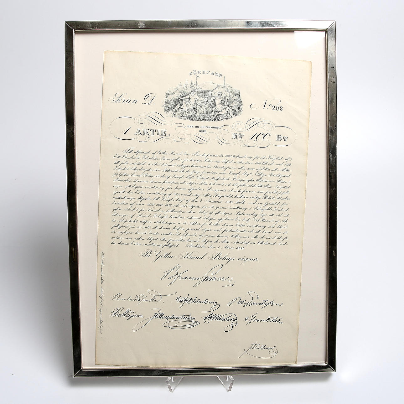 AKTIEBREV, Serien D, No. 203, AB Götha Kanal, 1888.