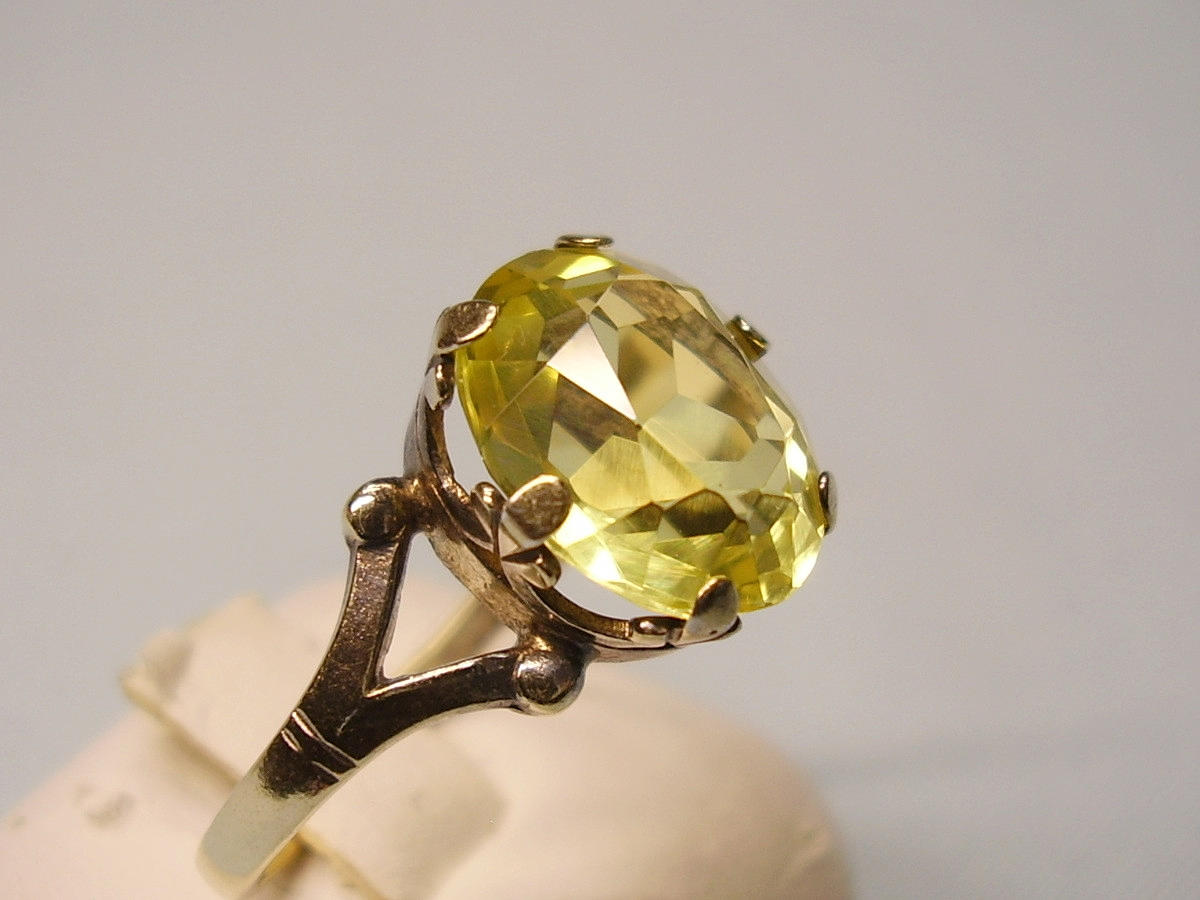 CITRIN RING RUSLAND SØLV 875 & GULT GULD.