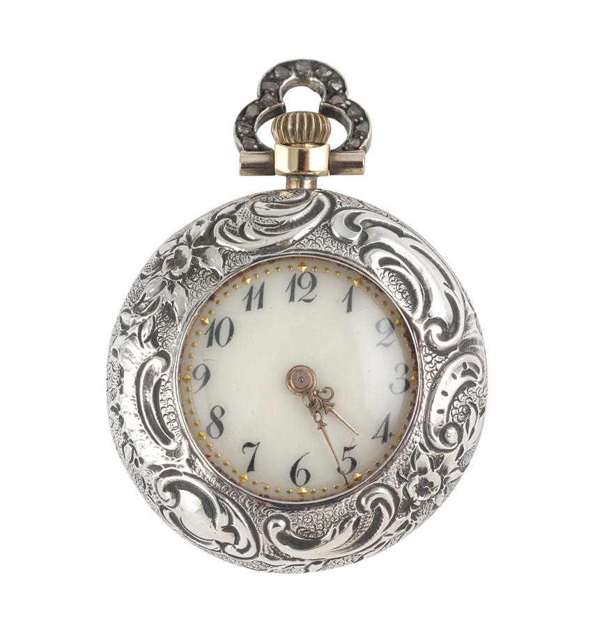 DAMER FICKUR. Guld och silver och diamanter, 2 delar. 19,6 gr.