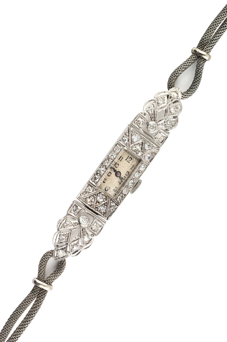 ARMBANDSUR Platina och diamanter (Art Deco). 13,6 gr.