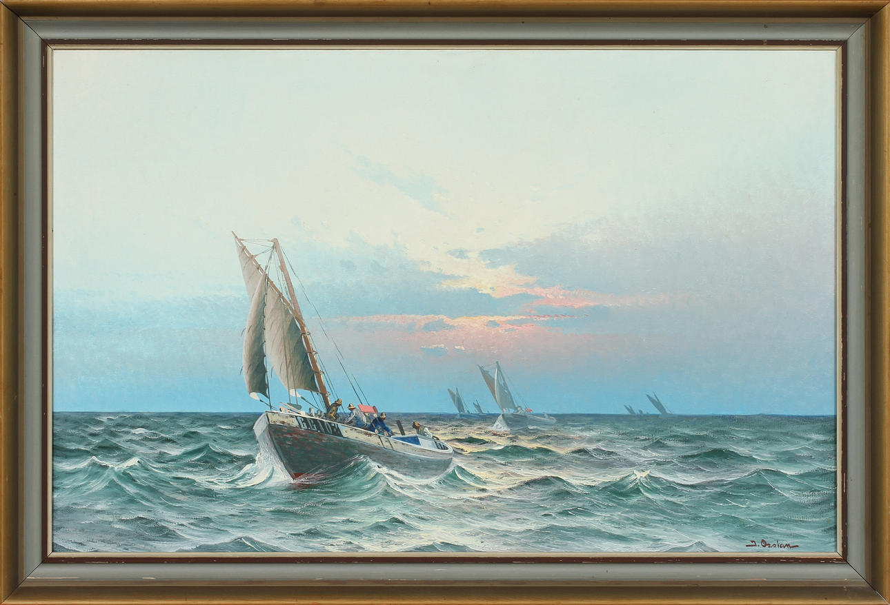 JOHAN OSSIAN ANDERSSON. Havsmotiv, olja på duk, signerad.