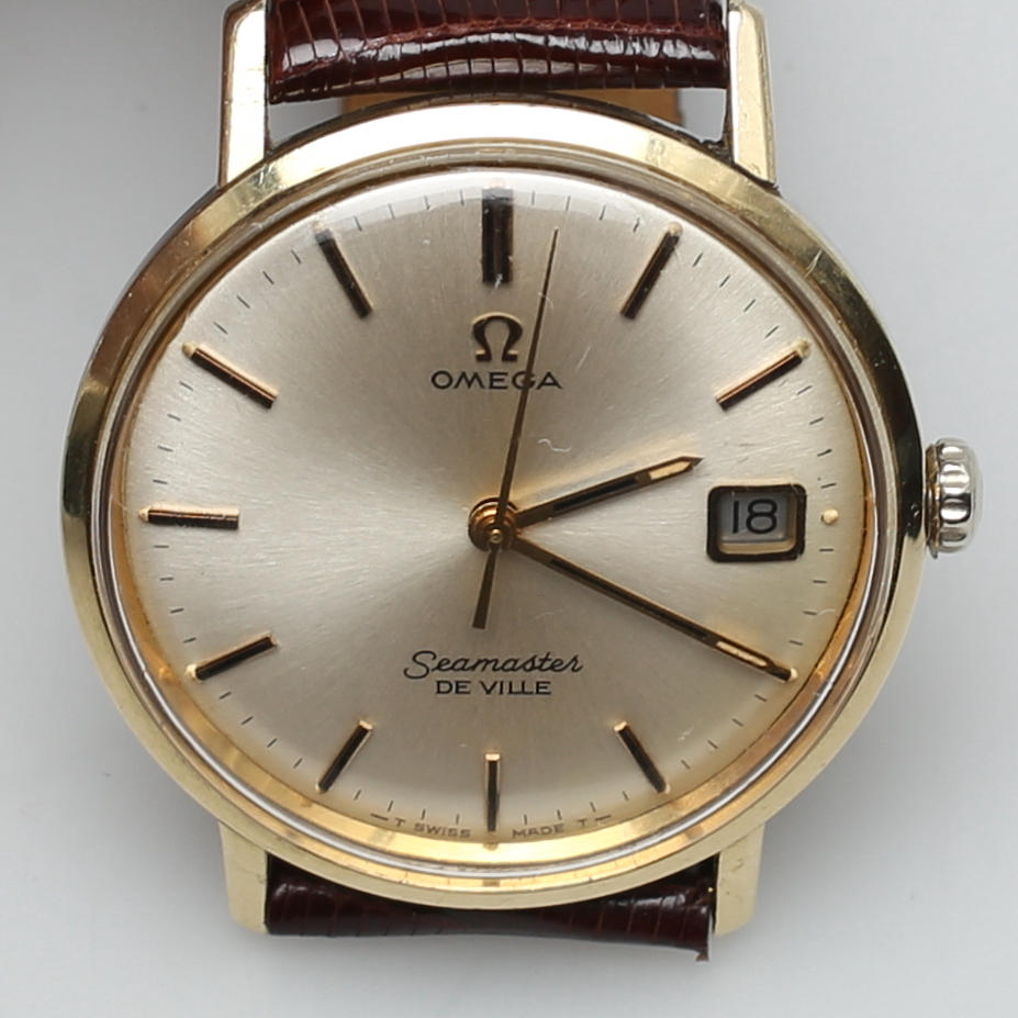 ARMBANDSUR. Omega Seamaster de ville. Guld 14K på stål. Schweiz. 1950-60-tal.