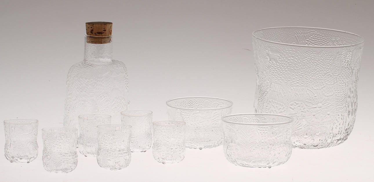 GLASSERVIS, 10 delar, "Fauna" Oiva Toikka Arabia.