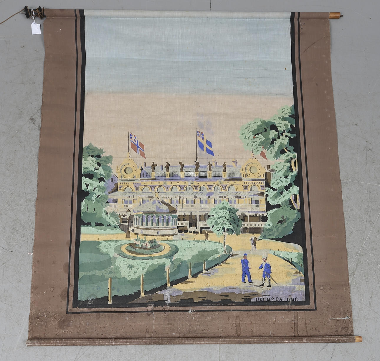 RULLGARDIN, Berns salonger med unionsflagg, 1900-talets första hälft.