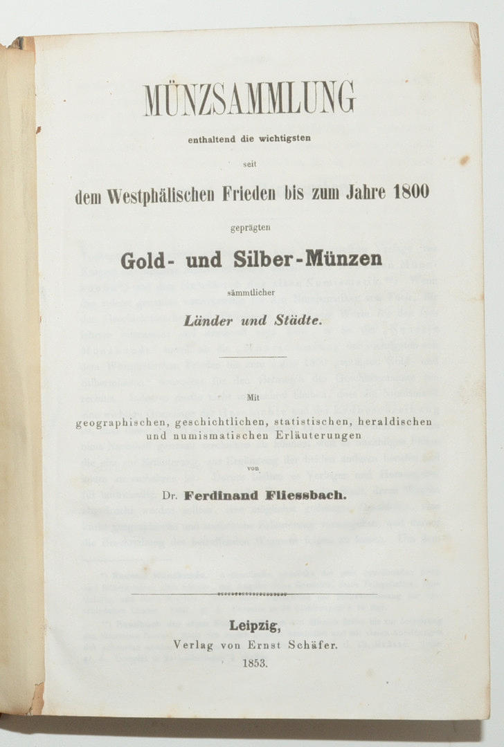 NUMISMATIK. Coin collection. List of all important gold coins. Dr. Fliessbach.