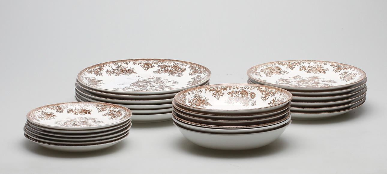 SERVISDELAR, 24 delar, benporslin, "Fasan", Old Gustavsberg.