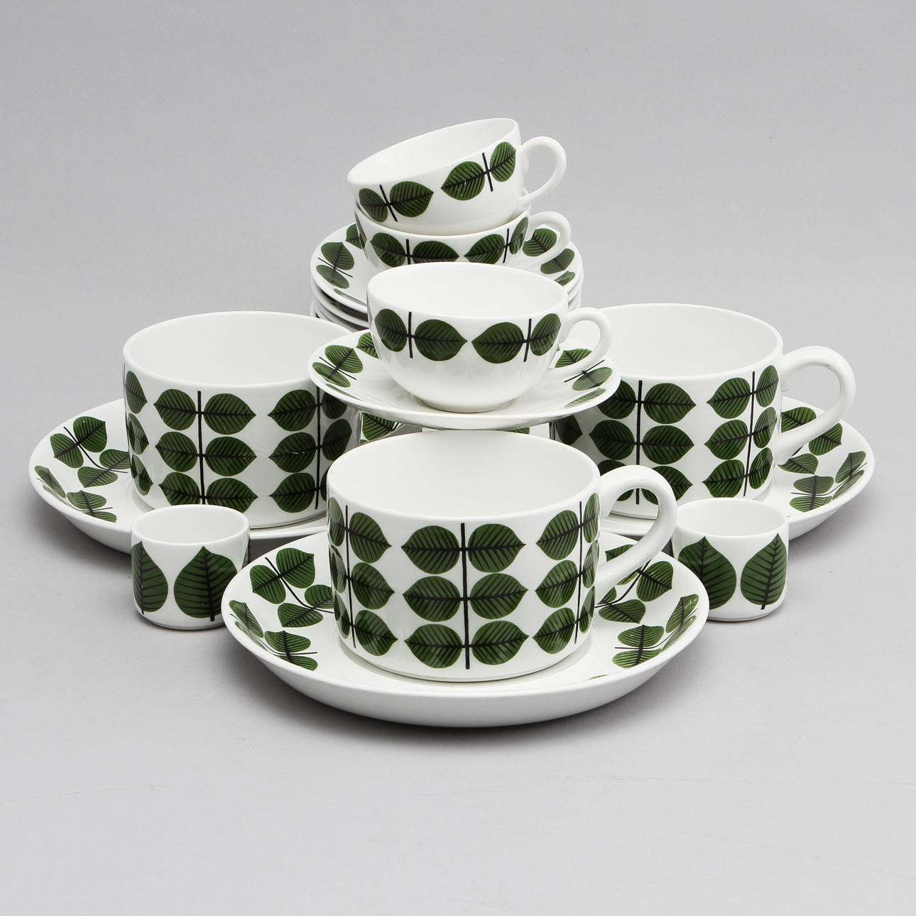 TE- OCH KAFFESERVIS, 8 delar, "Berså". Stig Lindberg, Gustavsberg.