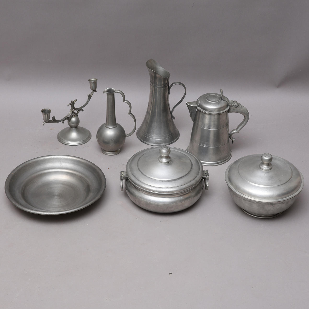 PEWTER OBJECTS, 7 pcs., i.a. Scandia.