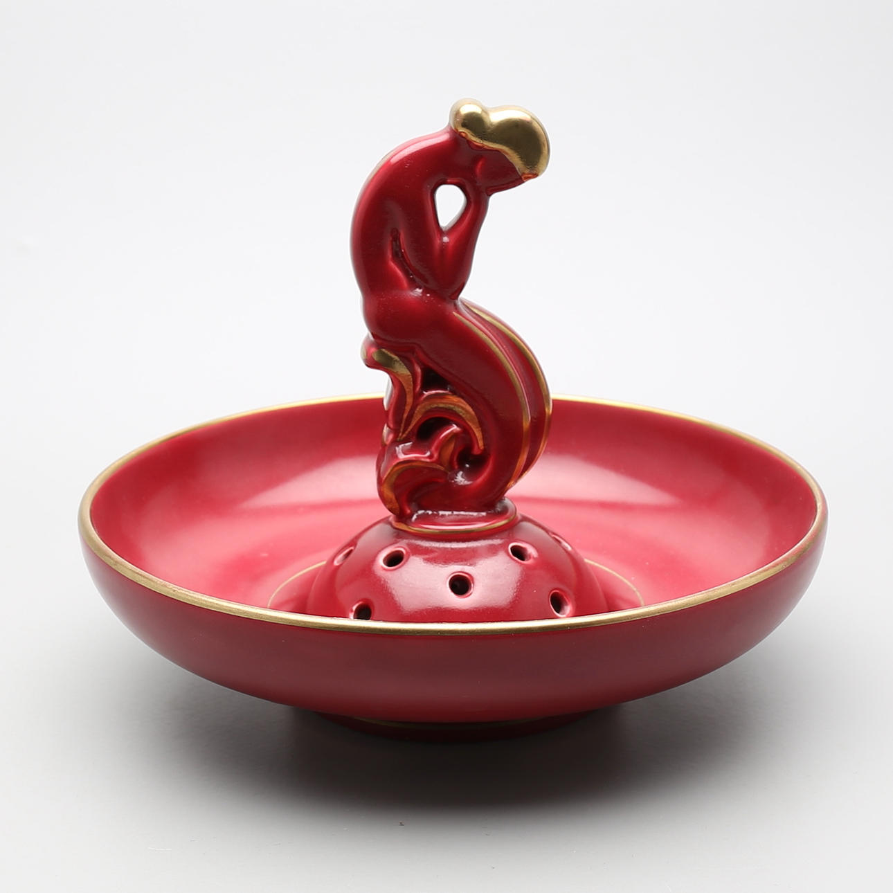 SKÅL med BLOMSTÄLL, "Röd rubin", Arthur Percy.